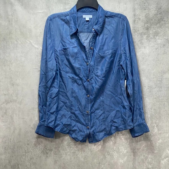 Charter Club Blue Denim Chambray Button Down - Picture 1 of 11